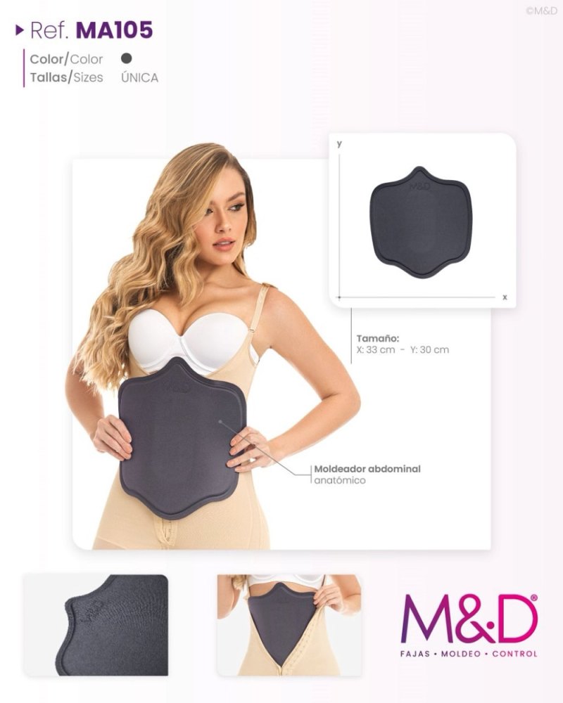 Tabla abdominal moldeadora negra de 33 x 30 cm con laterales plegables