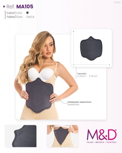 Tabla abdominal moldeadora negra de 33 x 30 cm con laterales plegables